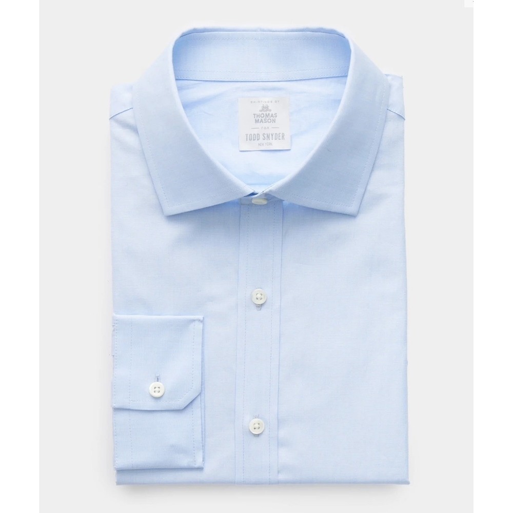 Todd Snyder x Thomas Mason Poplin Dress Shirt Men Size 17 Blue  $198 NWT
